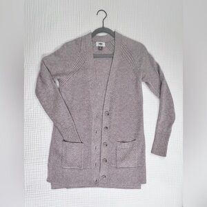 OLD NAVY LONG OPEN CARDIGAN - BUTTONS AND POCKETS - Oatmeal, women’s size XS